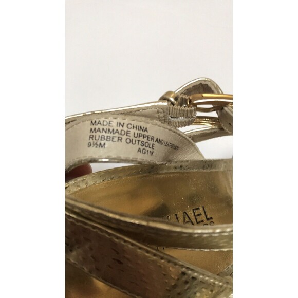 Michael Kors Palm Beach Gold Leather Snake Print Metallic Espadrille Wedge 9.5 - Picture 10 of 10